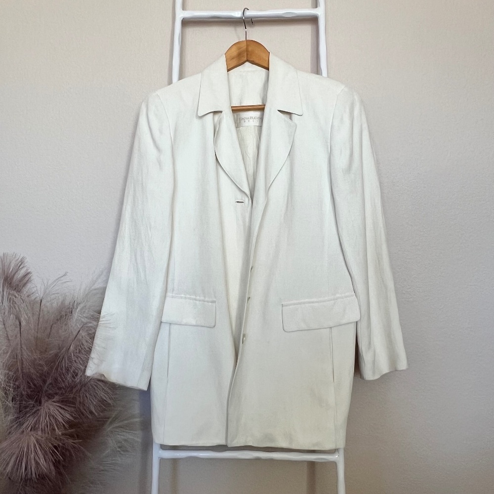 Dana Buchman Petites White Linen Jacket Blazer Size 8